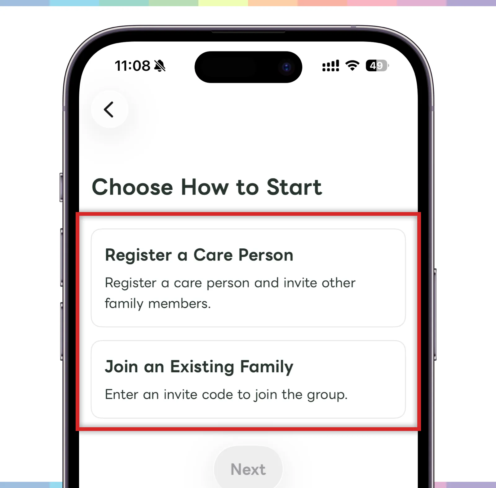 Choose how to start screen