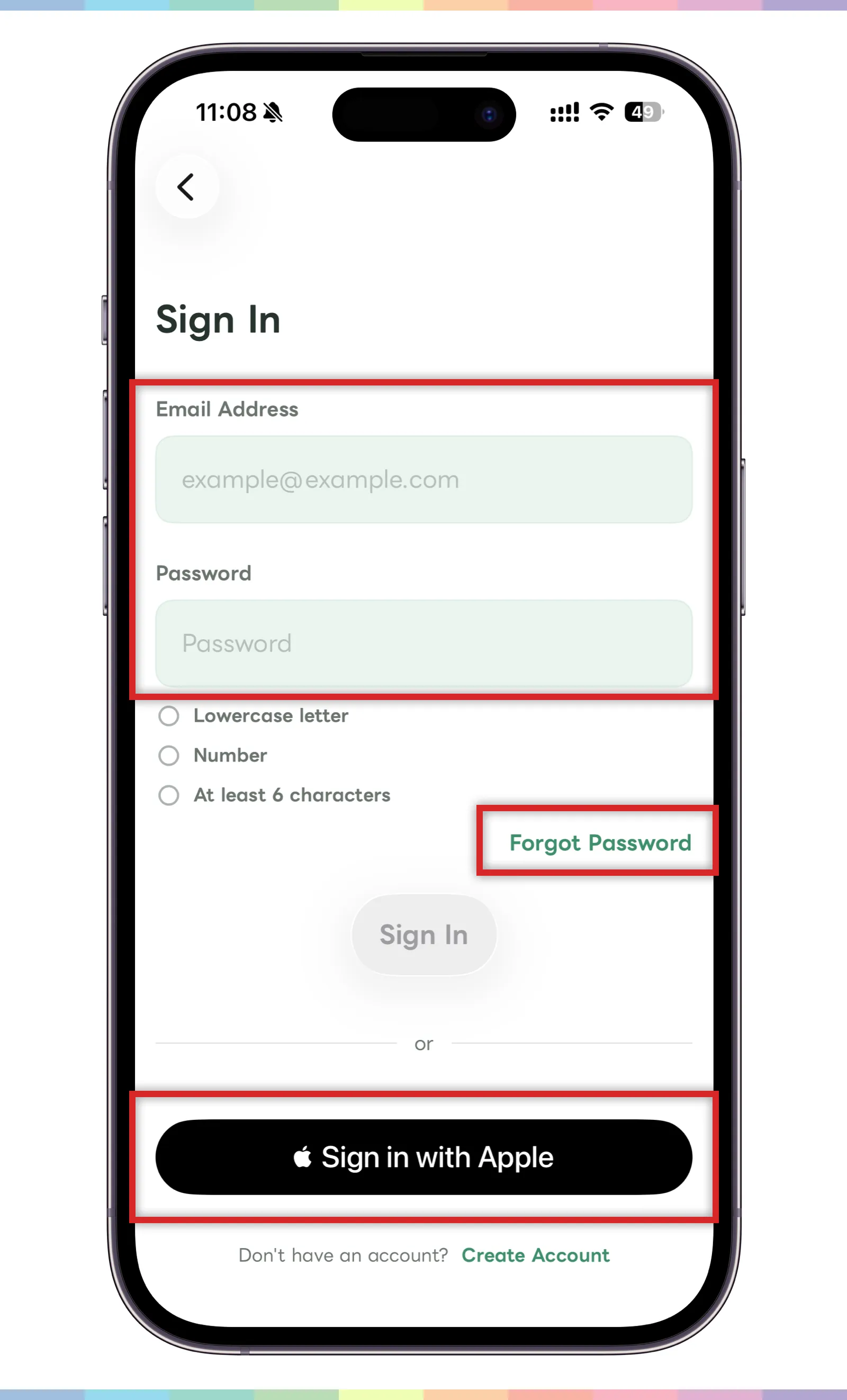 Sign-in screen