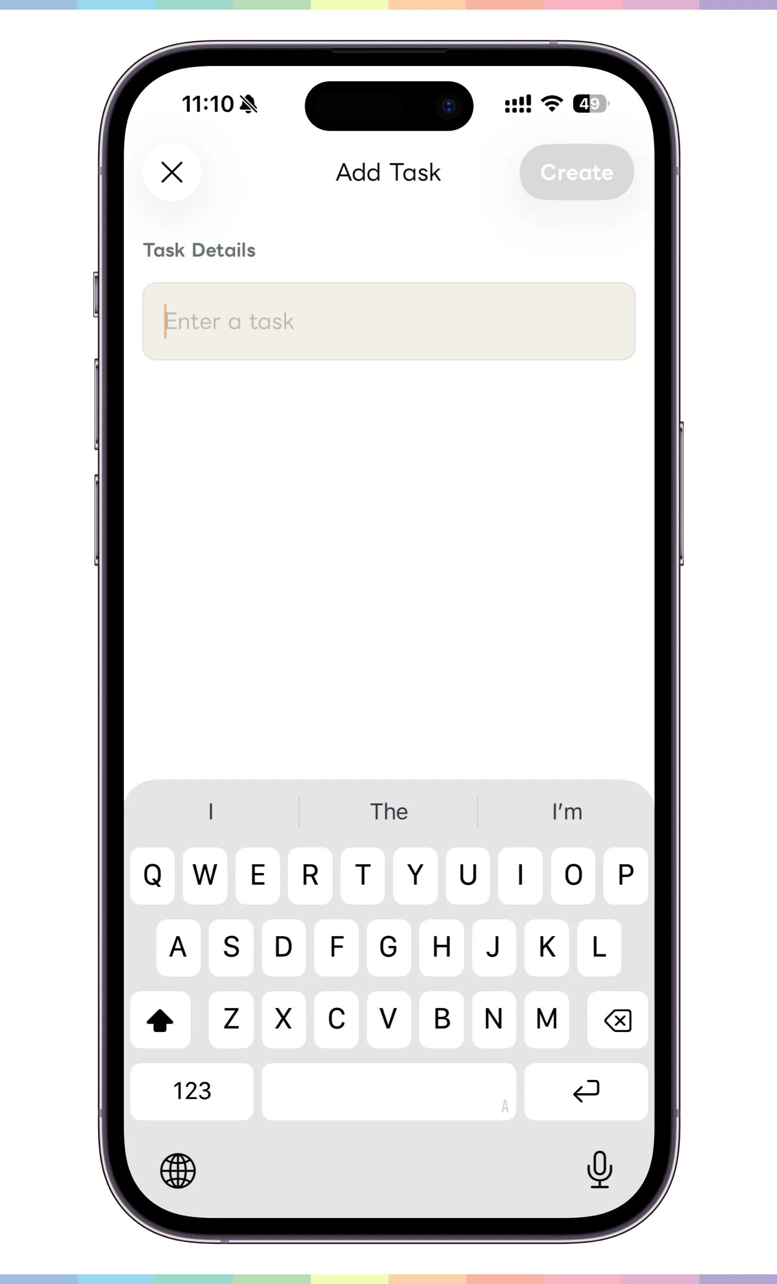 Task creation screen