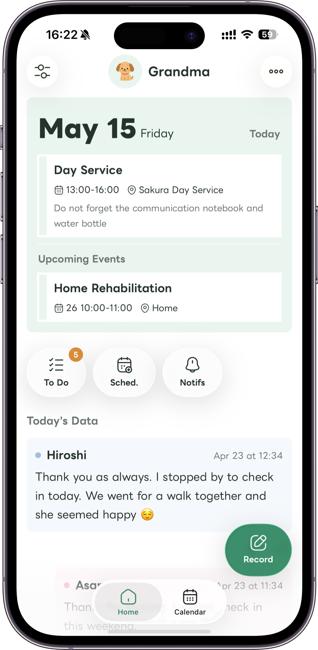 Carez home screen mockup