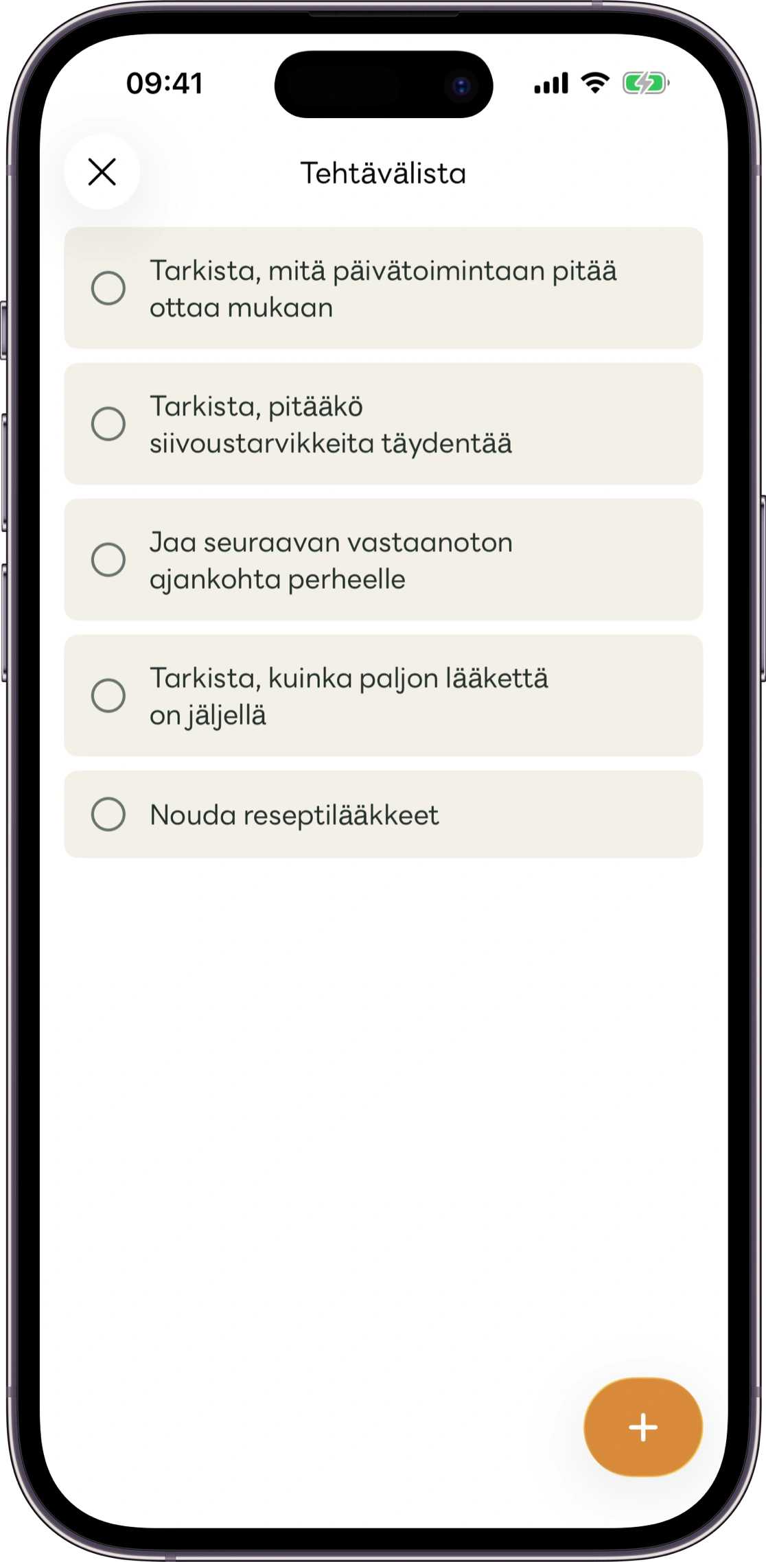 Carezin jaettujen tehtävien näkymän mallikuva