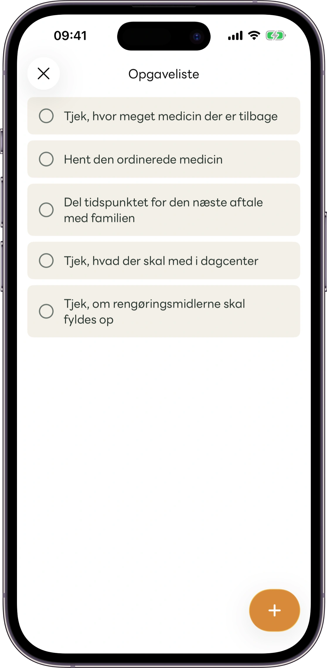 Model af skærmen med delte opgaver i Carez
