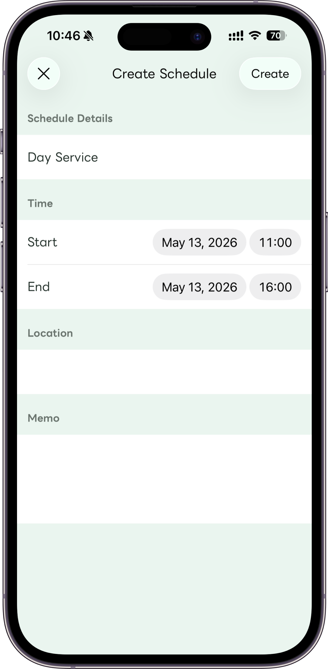 Carez schedule entry screen