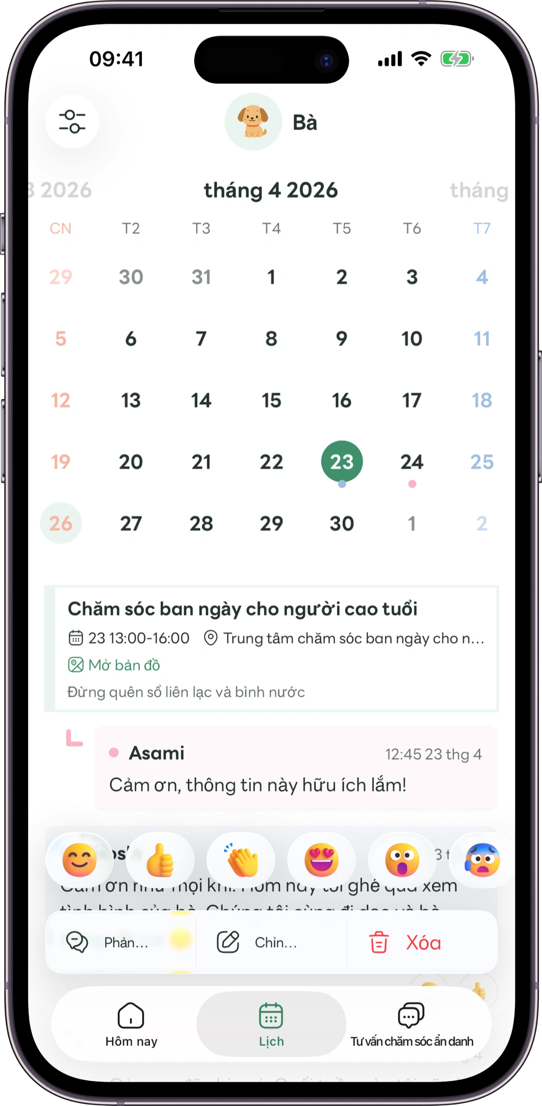 Ví dụ màn hình cảm xúc Carez